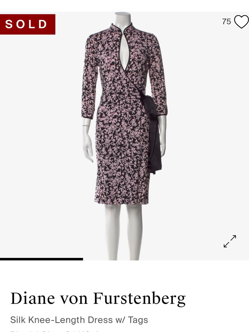 Diane von Furstenberg Pink & Black Floral Silk Wrap Dress